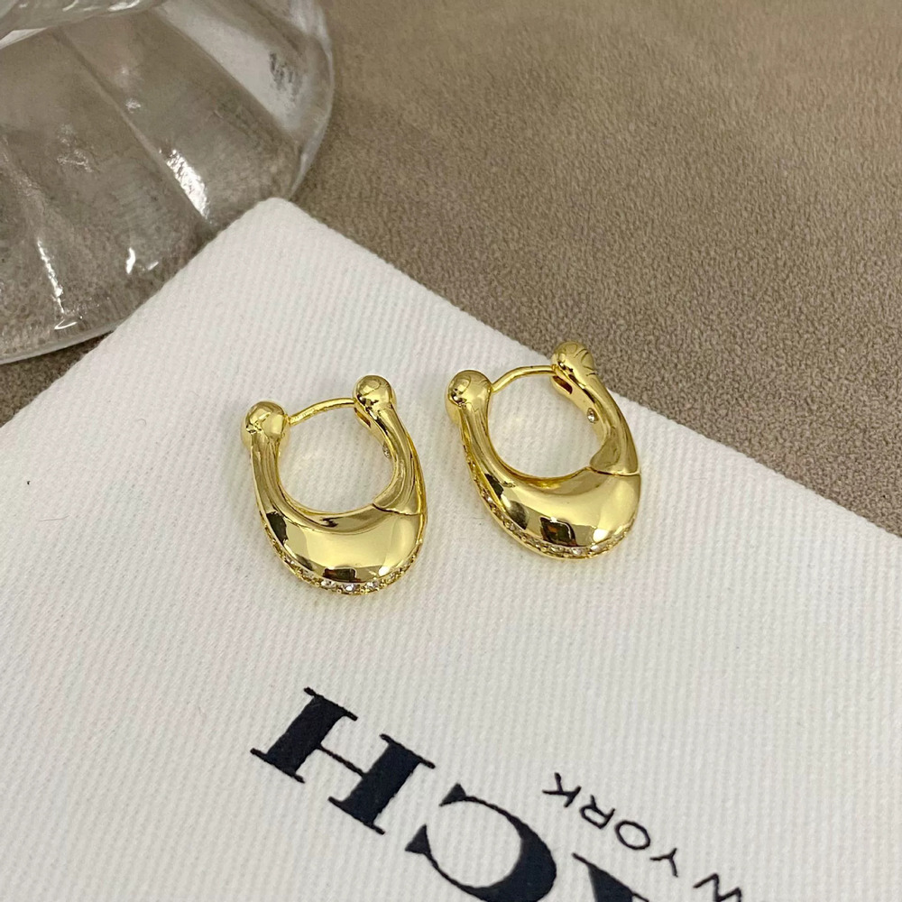 Coach Rhinestone Inlaid Metal Earrings Trendy